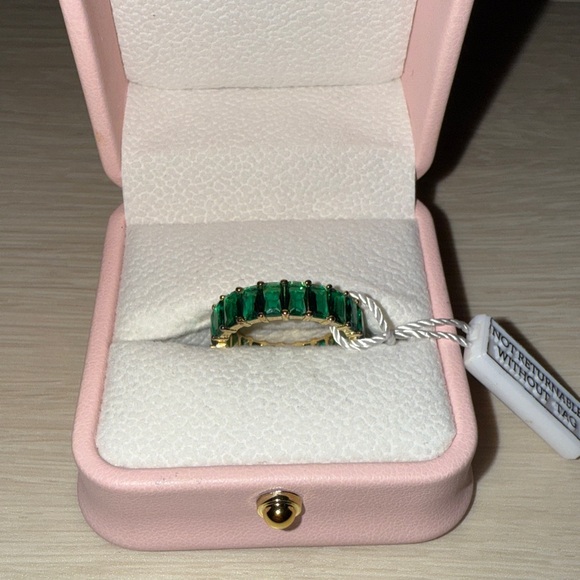 Eternity Ring with Gold Setting And Green Emerald Gemstones - Picture 5 of 9